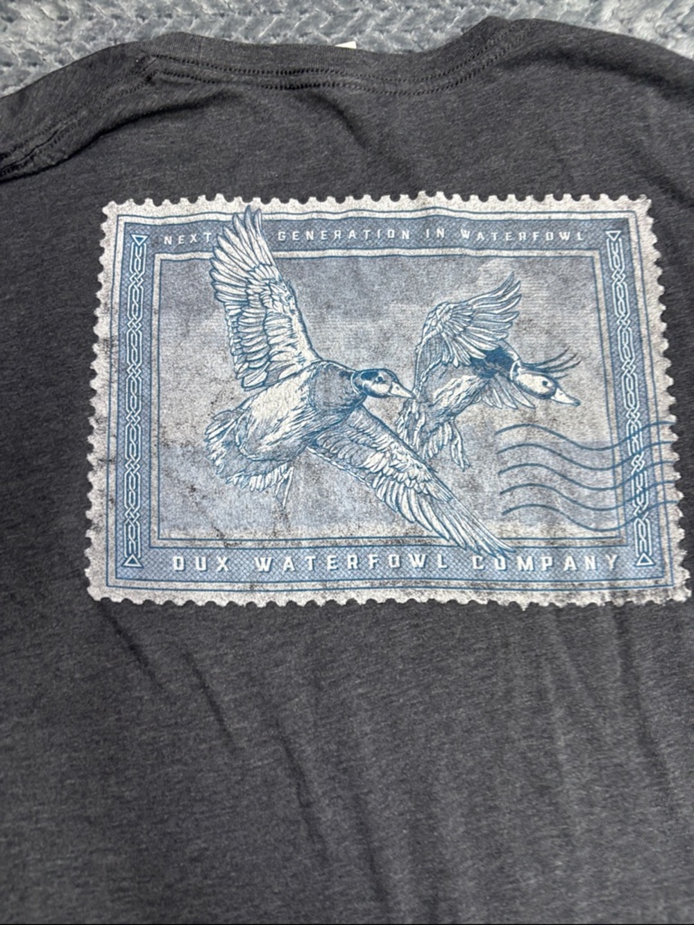 Bella Canvas DUX Charcoal Gray Short Sleeve Tee with Small White Chest Graphic
